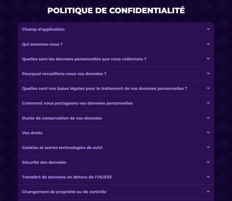 Royal Game Casino politique de confidentialité